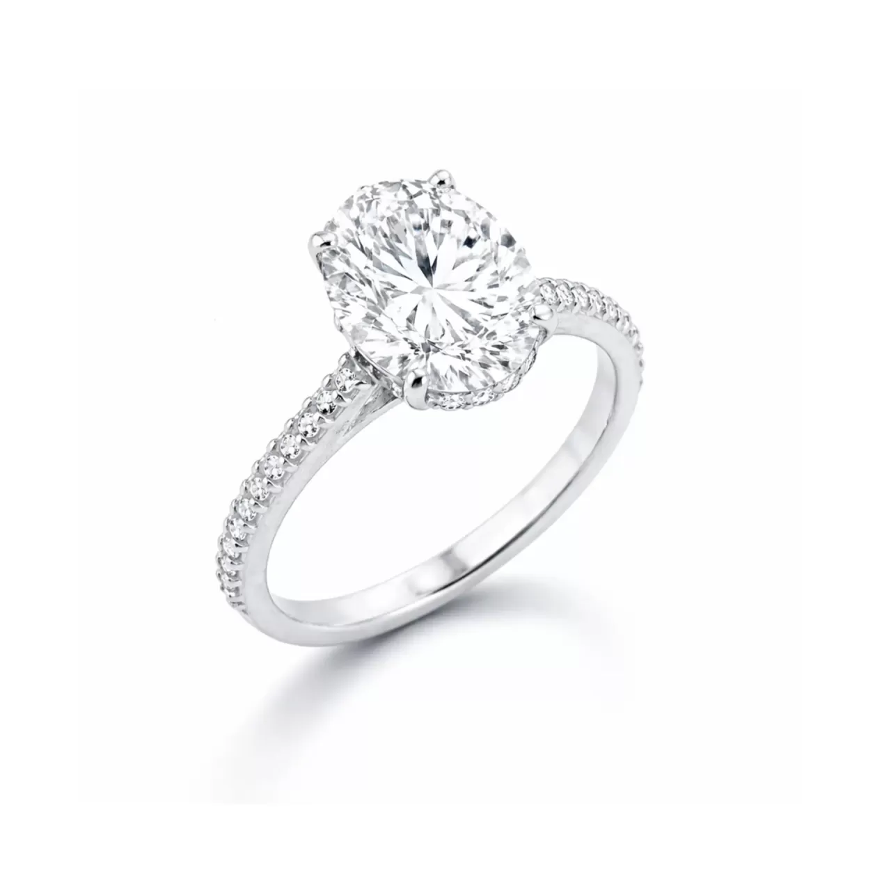 Prsten od belog zlata sa laboratorijskim dijamantima oval tcw 3.01ct Prsten od belog zlata sa laboratorijskim dijamantima oval tcw 3.01ct